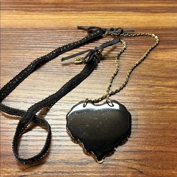 Betsey Johnson Gold and Black Heart Necklace - Picture 2 of 6
